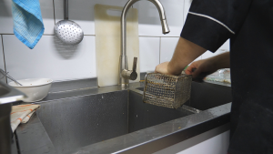 Washing up in sink